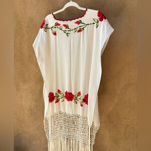 Silk Rose Embroidered Ceremonial Caftan Dress